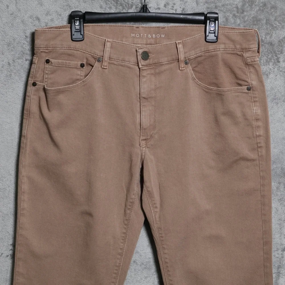 Mott & Bow Jeans Mens 35x33 Brown Slim Mercer Cotton Stretch Denim Preppy